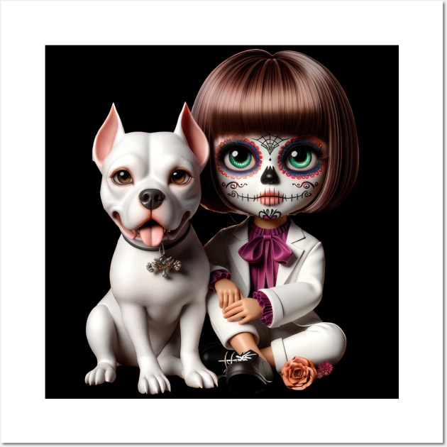 Catrina Doll and Pitbull Wall Art by TooplesArt